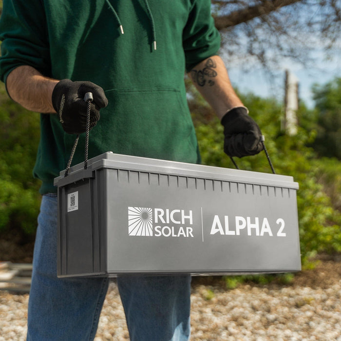 Rich Solar | ALPHA 2 | 12V 200Ah LiFePO4 Battery | Powerful 12V Lithium Battery | 5,000 Lifetime Cycles | Bluetooth and Internal Heat Technology