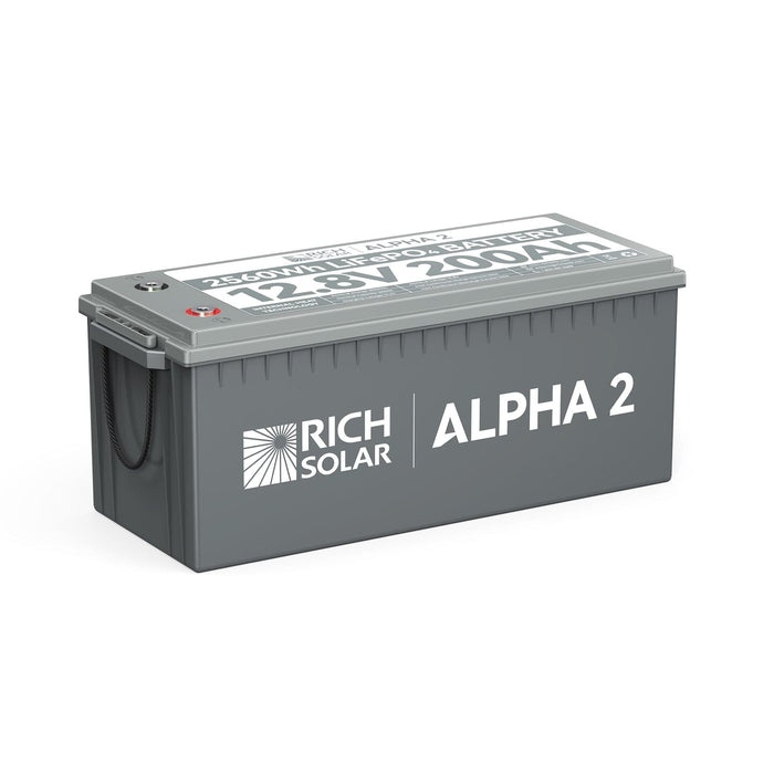 Rich Solar | ALPHA 2 | 12V 200Ah LiFePO4 Battery | Powerful 12V Lithium Battery | 5,000 Lifetime Cycles | Bluetooth and Internal Heat Technology