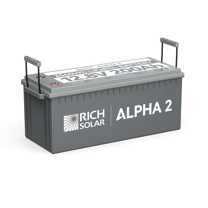 Rich Solar | ALPHA 2 | 12V 200Ah LiFePO4 Battery | Powerful 12V Lithium Battery | 5,000 Lifetime Cycles | Bluetooth and Internal Heat Technology