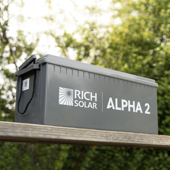 Rich Solar | ALPHA 2 | 12V 200Ah LiFePO4 Battery | Powerful 12V Lithium Battery | 5,000 Lifetime Cycles | Bluetooth and Internal Heat Technology