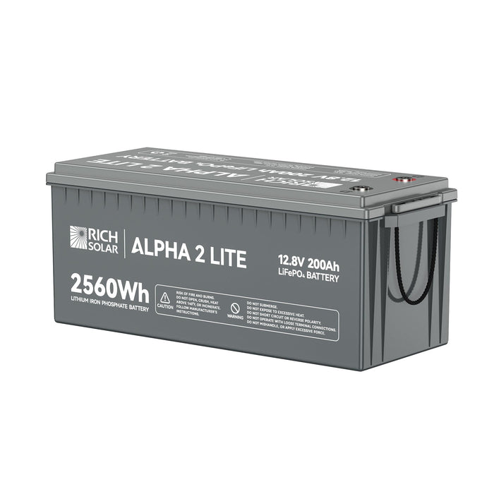 Rich Solar | ALPHA 2 LITE | 12V 200Ah LiFePO4 Battery | Best 12V Deep Cycle Lithium Battery | 4,000 Lifetime Cycles | Best Value