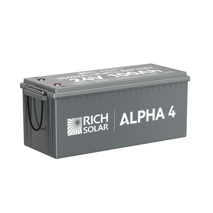 Rich Solar | ALPHA 4 | 24V 100Ah LiFePO4 Battery | Powerful 12V Lithium Battery for RVs, Trailers, Vans, Boats, Off-Grid | 5,000 Lifetime Cycles | Bluetooth and Internal Heat Technology