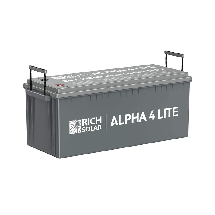 Rich Solar | ALPHA 4 LITE | 24V 100Ah LiFePO4 Battery | Fast-Charging 24V Lithium Battery for RVs, Trailers, Vans, Boats, Off-Grid, Backup | 4,000 Lifetime Cycles | Best Value