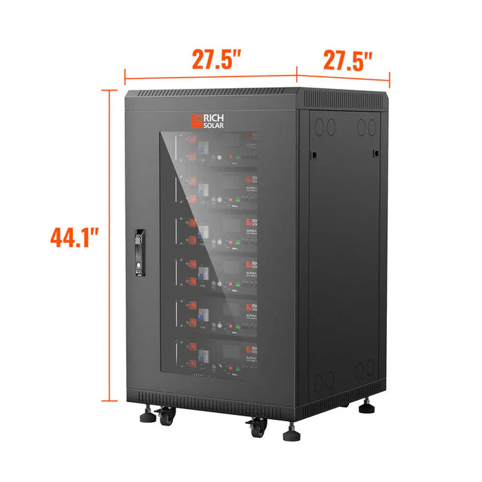 Rich Solar | Battery Server Rack for ALPHA 5 PRO – 6-Slot Enclosed Cabinet
