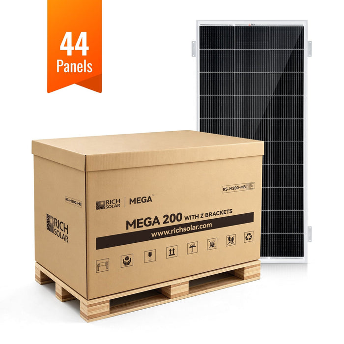 Rich Solar | MEGA 200 12V 200W Solar Panel with 3/4" Z Brackets