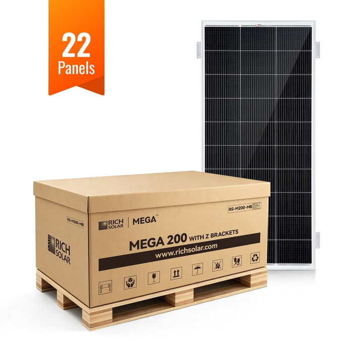 Rich Solar | MEGA 200 12V 200W Solar Panel with 3/4" Z Brackets