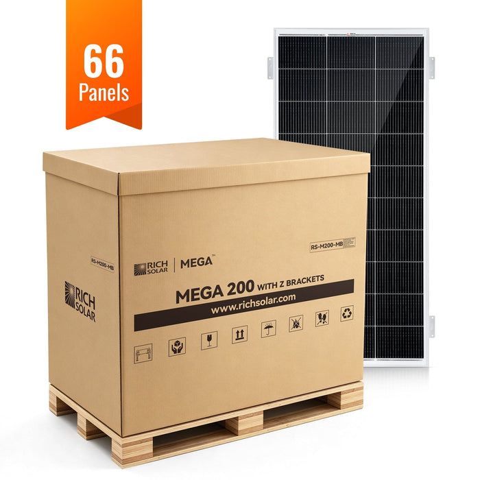 Rich Solar | MEGA 200 12V 200W Solar Panel with 3/4" Z Brackets