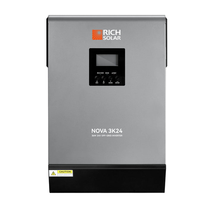 Rich Solar | NOVA MAX 3K | 3000 Watt 3kW 24 Volt Off-Grid Hybrid Solar Inverter | Powerful 3000W 24V Hybrid Inverter for RVs, Trailers, Campers, Vans, Trucks, Overlanders, Boats | #1 Ranked 24V Hybrid Inverter