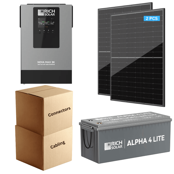 Rich Solar SPARK 880W Solar + 2.56kWh Battery Complete Solar Hybrid Kit