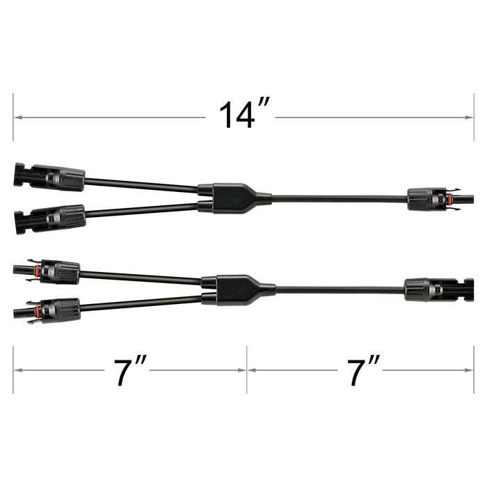 Rich Solar | Y Branch 2-to-1 Solar Panel Parallel Adapters | Weatherproof PV Adapters for Solar Connection | Plug and Play