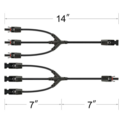 Rich Solar | Y Branch Parallel Adapters 3-to-1 | 3-to-1 Weatherproof Parallel Adapters for Solar Panels | Easy to Install