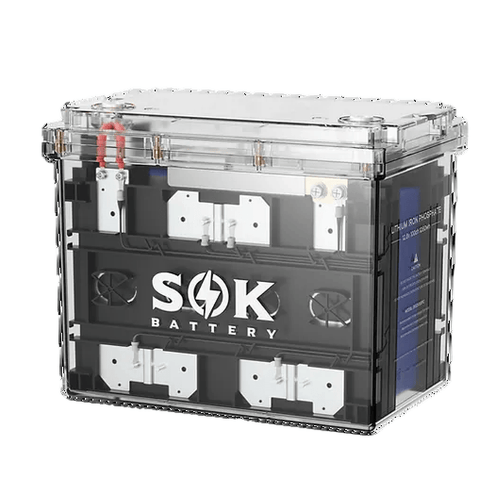 SOK Battery | 12V 100Ah LiFePO₄ Battery with Bluetooth, Clear Sealed Box