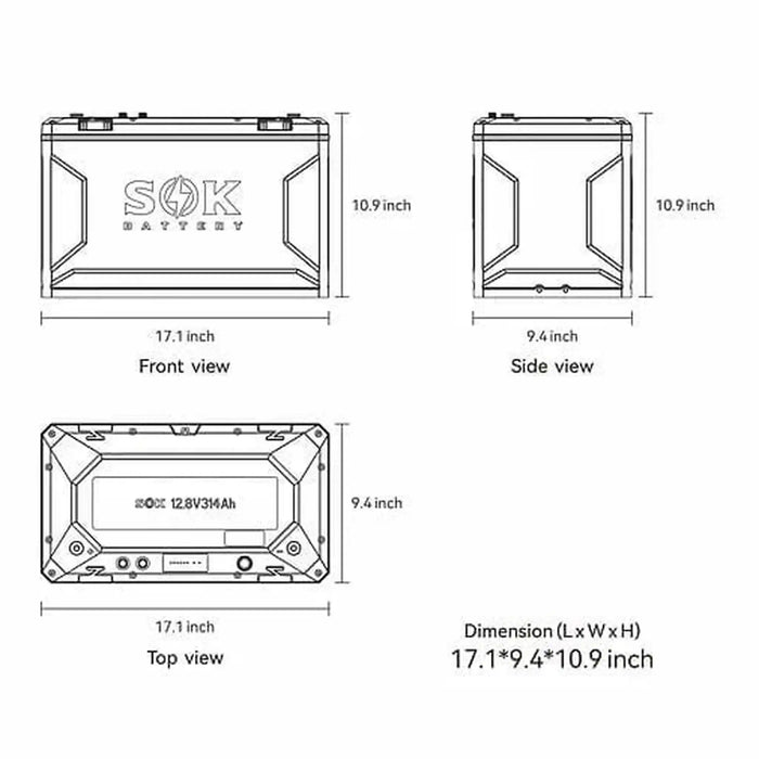 SOK Battery | 12V314Ah Battery,Built-in heater & Bluetooth,Victron CAN Comms