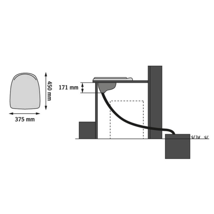 Separett | Urine Separating Privy Set Styrofoam Seat Grey