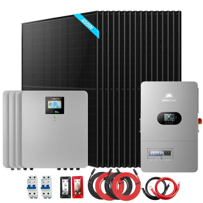 SunGold Power | 12000W Off‑Grid Solar Kit with 20–48kWh Lithium Battery and 16 × 450W Panels