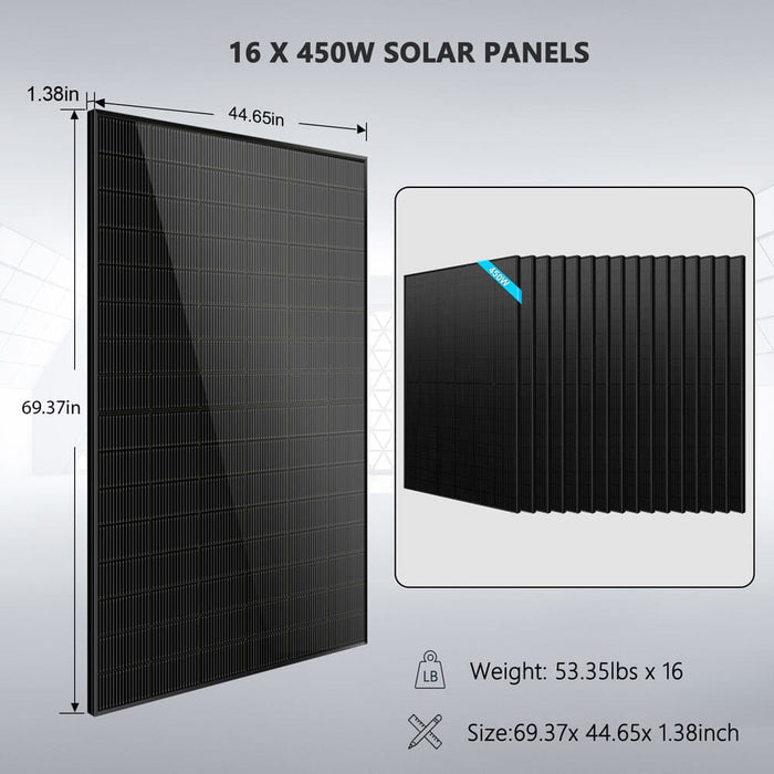 SunGold Power | 12000W Off‑Grid Solar Kit with 20–48kWh Lithium Battery and 16 × 450W Panels