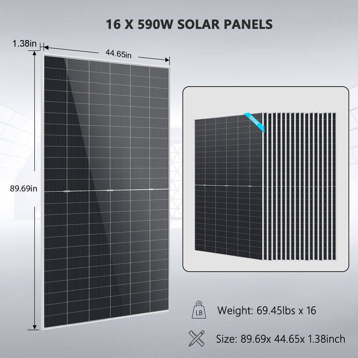 SunGold Power | 12KW Off‑Grid Solar Kit with 30–72kWh Lithium Battery and 16 × 590W Panels