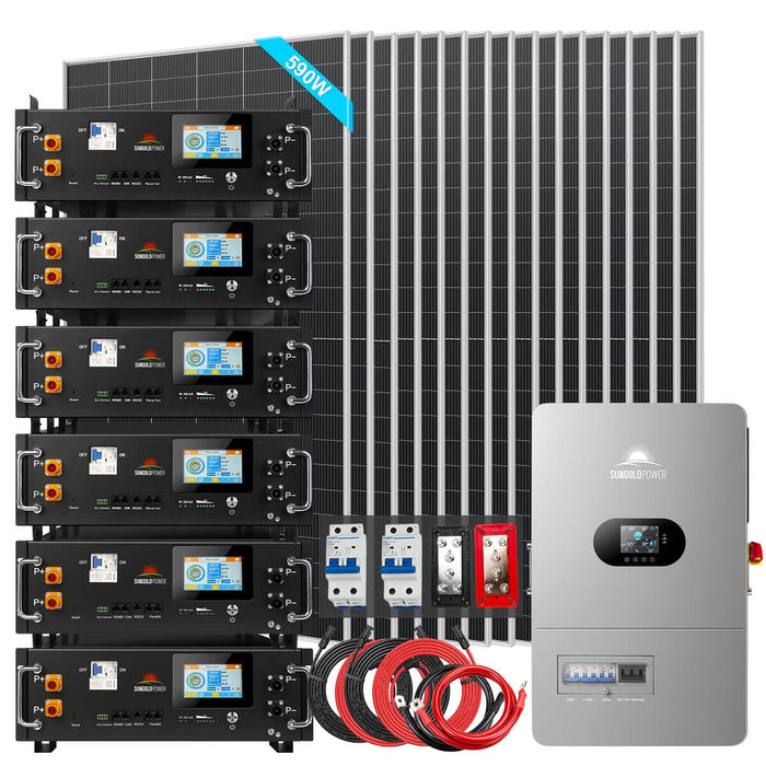 SunGold Power | 12KW Off‑Grid Solar Kit with 30–72kWh Lithium Battery and 16 × 590W Panels