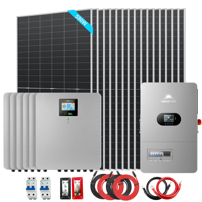 SunGold Power | 12KW Off‑Grid Solar Kit with 30–72kWh Lithium Battery and 16 × 590W Panels