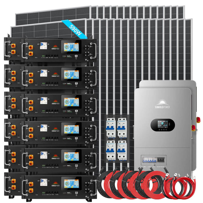 SunGold Power | 24KW Off‑Grid Solar Kit with 61.44kWh Lithium Battery and 31 × 590W Panels