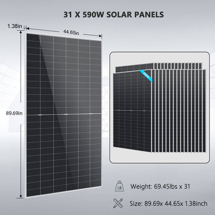 SunGold Power | 24KW Off‑Grid Solar Kit with 61.44kWh Lithium Battery and 31 × 590W Panels