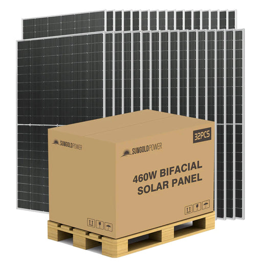 SunGold Power | 460 Watt Bifacial Perc Solar Panel Full Pallet 32 Panels