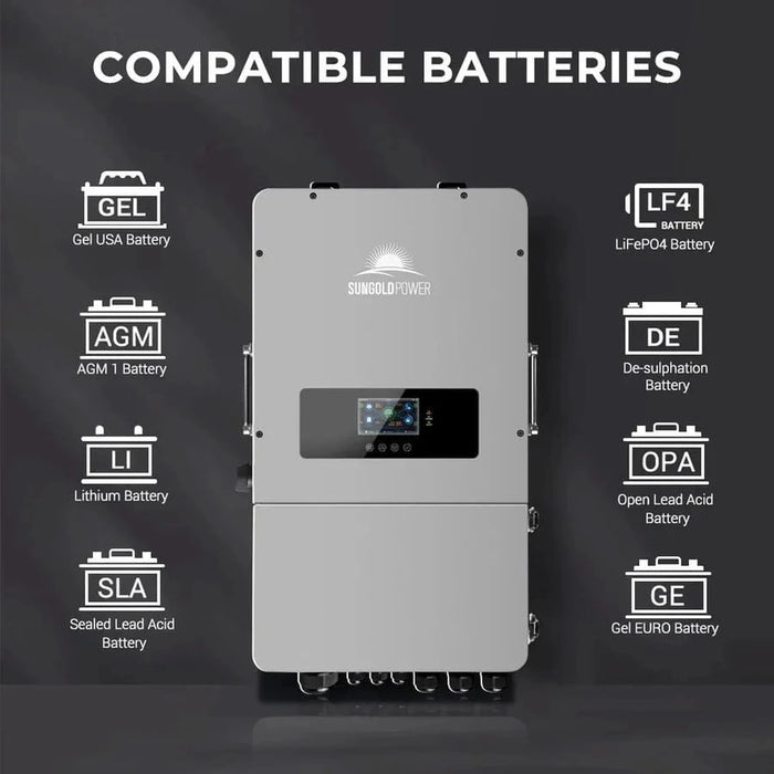 SunGoldPower | 10KW Hybrid Inverter 48V Split Phase Feedback and Batteryless