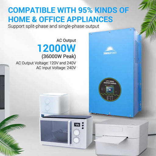 SunGoldPower | 12000W 48V Split Phase Pure Sine Wave Inverter Charger +4 XSG48100P