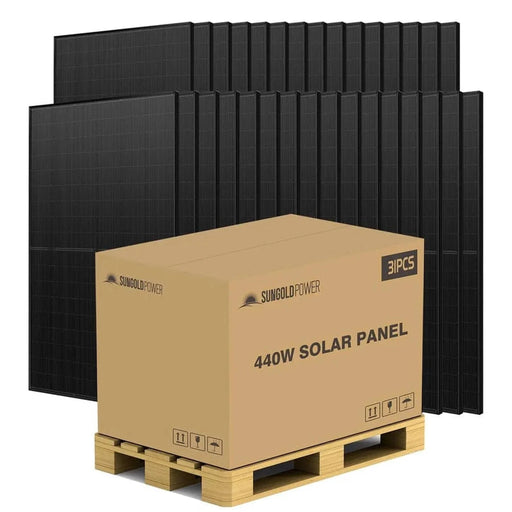 SunGoldPower | 440W Mono Black N-Type Solar Panels Full Pallet 32 Panels