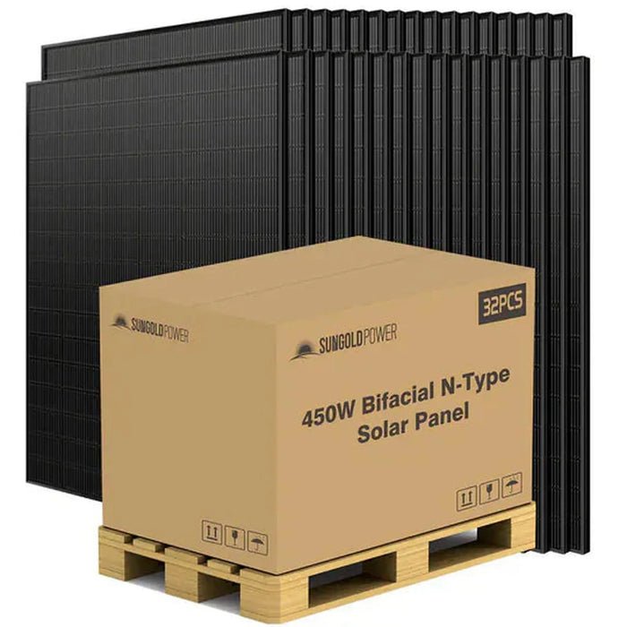 SunGoldPower | 450 Watt Bifacial N-Type Monocrystalline Solar Panel SGN-450-BDG5 32 PANELS UL61730 PRE-ORDER