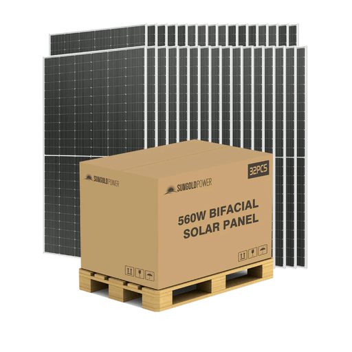 SunGoldPower | 560 Watt Bifacial Perc Solar Panel Full Pallet 32 Panels - PRE ORDER