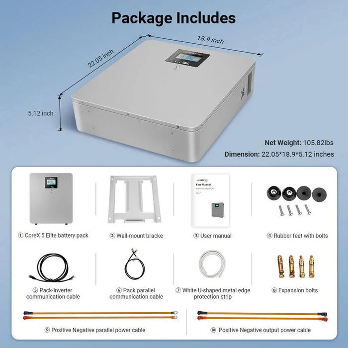 SunGoldPower | CoreX 5 Elite Wall-Mounted Battery 48V 100Ah Residential Energy Storage System