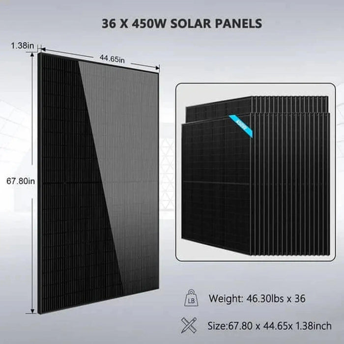SunGoldPower | Hybrid Solar Kit 11.4KW 48V Split Phase 30.72KWH Lithium Battery 28 X 450 Watt Solar Panel SGH-11N3E