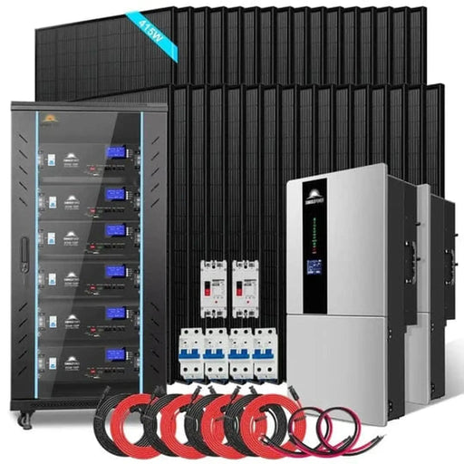 SunGoldPower | Hybrid Solar Kit 2 x 7.6KW 48V Split Phase Inverter | 32 x 415 Watt Solar Panel | 30.72KWH Lithium Battery | SGH-7.6DN6E