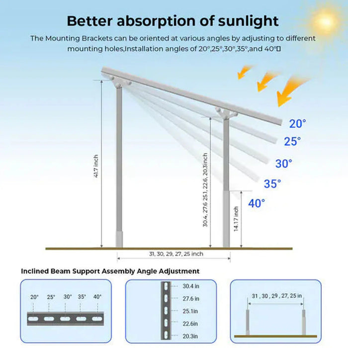SunGoldPower | Modular & Expandable Ground Mount Brackets for 2× 400W–590W Solar Panels | Heavy-Duty Adjustable image 3