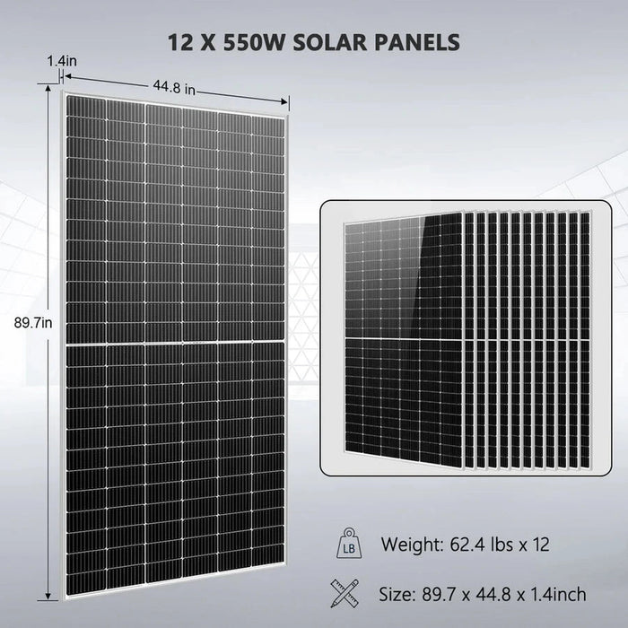 SunGoldPower | Off Grid Solar Kit 12 X 550 Watts Solar Panels 25.6kWh Lithium Battery 10kW Solar Inverter 48VDC 120V/240V SGR-10K25S image 12