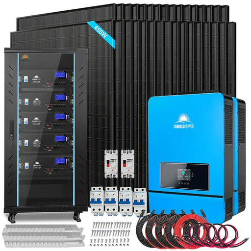 SunGoldPower | OFF GRID SOLAR KIT 16KW 48VDC 120V/240V LIFEPO4 25.6KWH LITHIUM BATTERY 32 X 450 WATTS SOLAR PANELS SGR-16K25E