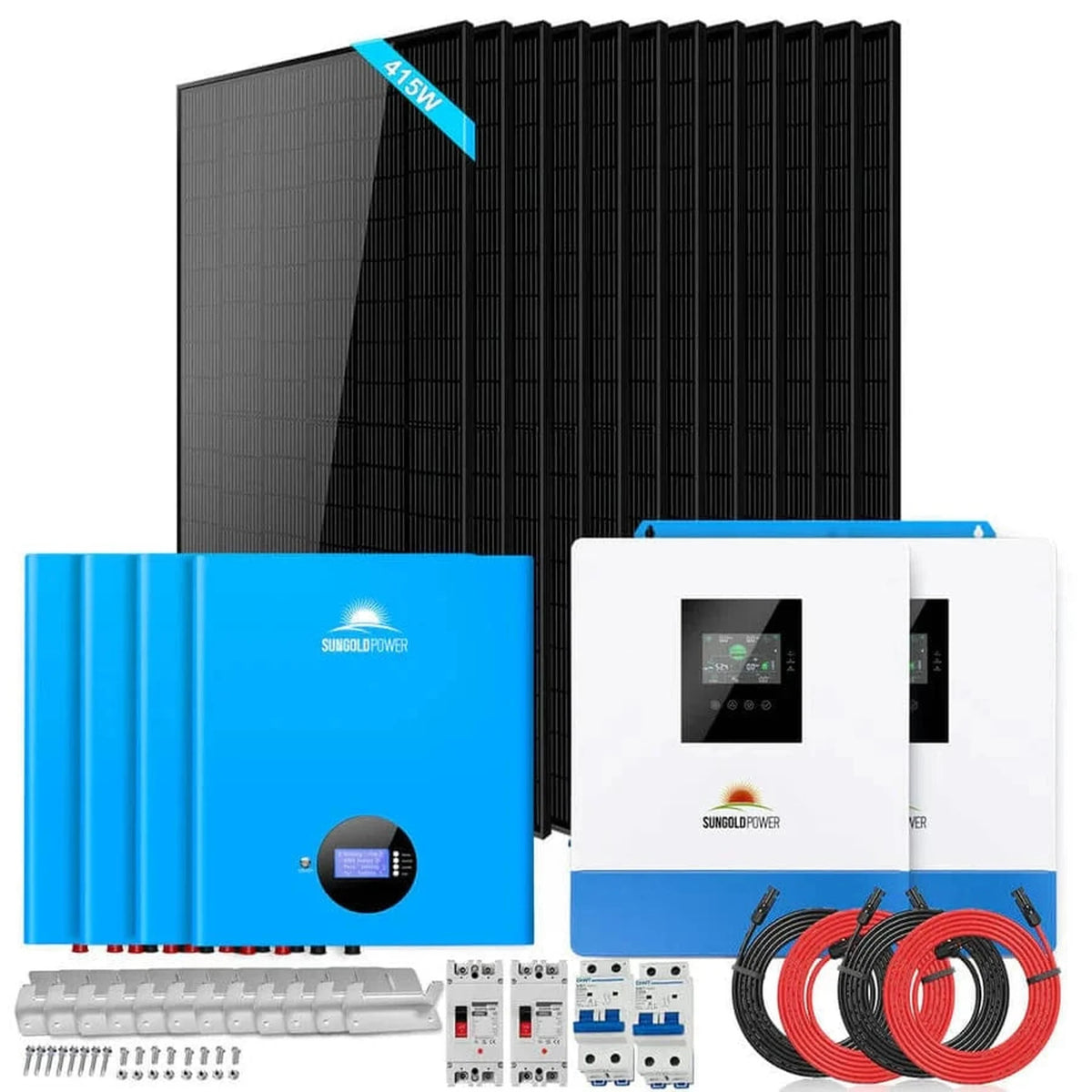 SunGoldPower Off Grid Solar Kit 10000W 48VDC 120VAC/240V 20.48KWH ...