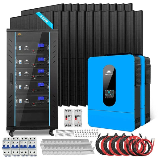 SunGoldPower | Off Grid Solar Kit 13000W 48VDC 120V/240V LifePo4 25.6KWH Lithium Battery 22 X 440 Watts Solar Panels SGR-13K25E