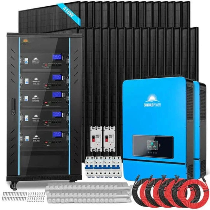 SunGoldPower | Off Grid Solar Kit 16kW 48VDC 120v/240V Lifepo4 25.6kWh Lithium Battery 32 X 415 Watts Solar Panels SGR-16K25E