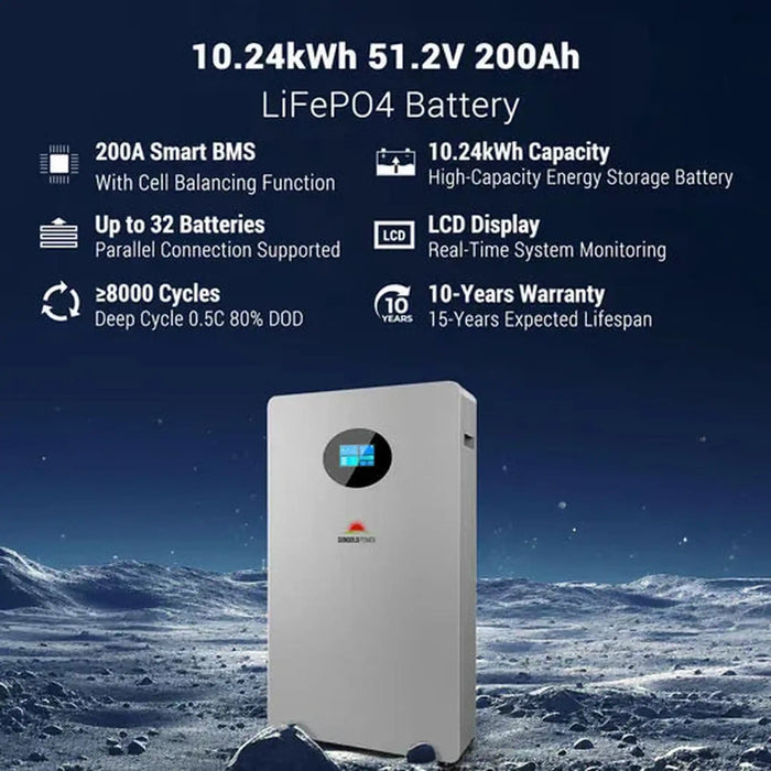 SunGoldPower | Off-Grid Solar Kit 8000W 48VDC 120V/240V LifePo4 10.24kWh 51.2V 200AH | 8x 450 Watts Solar Panels SGR-8K10T
