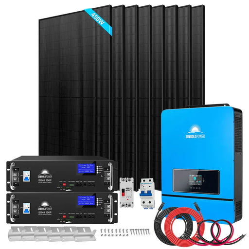 SunGoldPower | Off-Grid Solar Kit 8000W 48VDC 120V/240V LifePo4 10.24KWH Lithium Battery | 8x 450 Watts Solar Panels