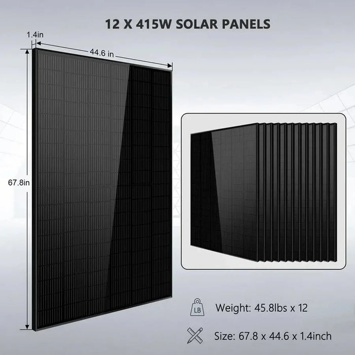SunGoldPower | Off-Grid Solar Kits 12kW | 120V/240V with 48v LiFePO4 Lithium Batteries & 415w Solar Panels