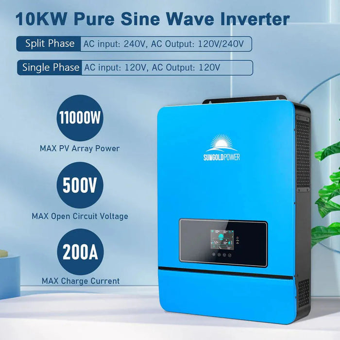 SunGoldPower | SGR-10K20E 10kW Off-Grid Solar Kit 48V 20.48kWh LiFePO4 Battery with 12×450W Panels