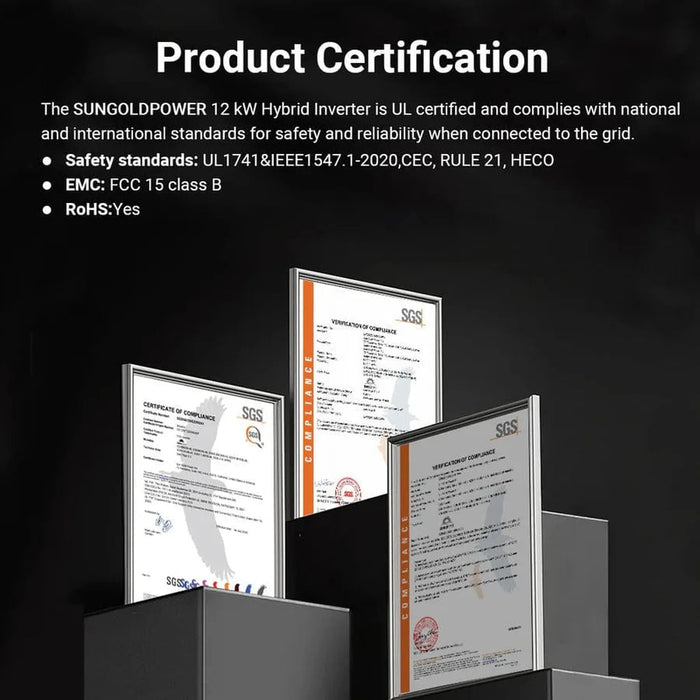 SungoldPower | 12KW 48V All-in-one Hybrid Solar inverter | Whole Home Backup 200A | SGS-12K18MAX