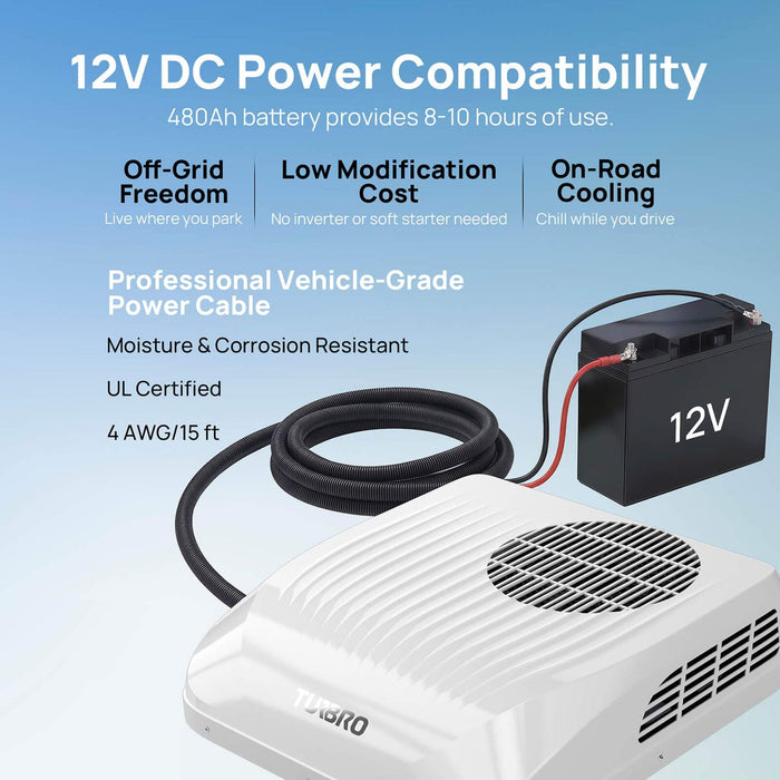 TURBRO | Greenland 9,000 BTU 12V DC Inverter Rooftop RV Air Conditioner R32