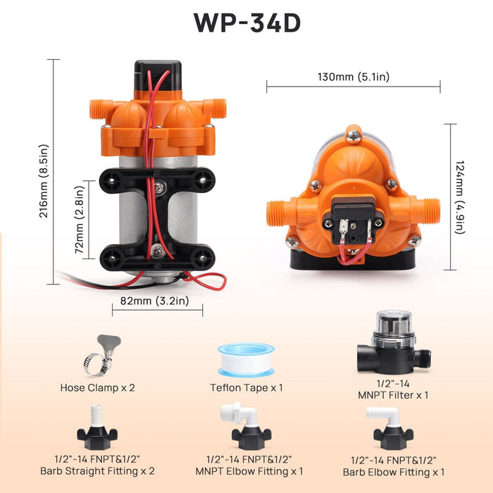 TURBRO | Rotorua RV Diaphragm Water Pressure Pump
