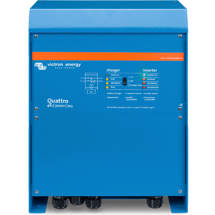 Victron Energy | Quattro 48/5000/70-100/ 120VAC VE Bus, Pure Sine Wave Inverter/Charger