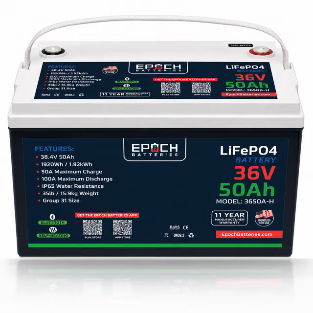 Epoch Batteries | 36V 50Ah Essential Series LiFePO4 Battery (1.92kWh)