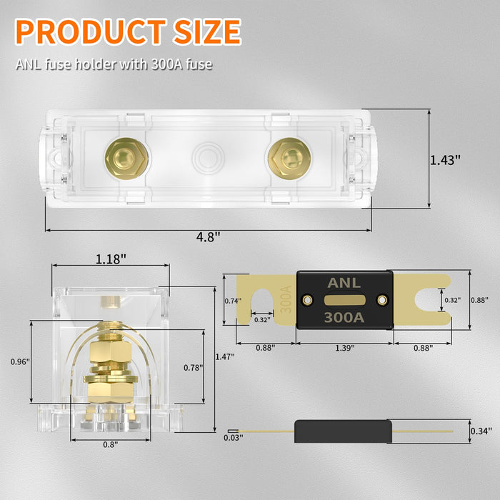 ACOPOWER |  300 Amp ANL Fuse Holder